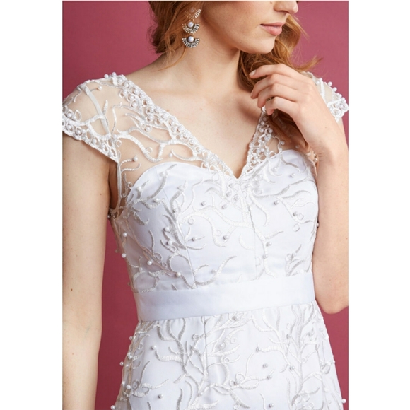 NWOT ModCloth Romantic Revelries Maxi Dress in White - Picture 4 of 5